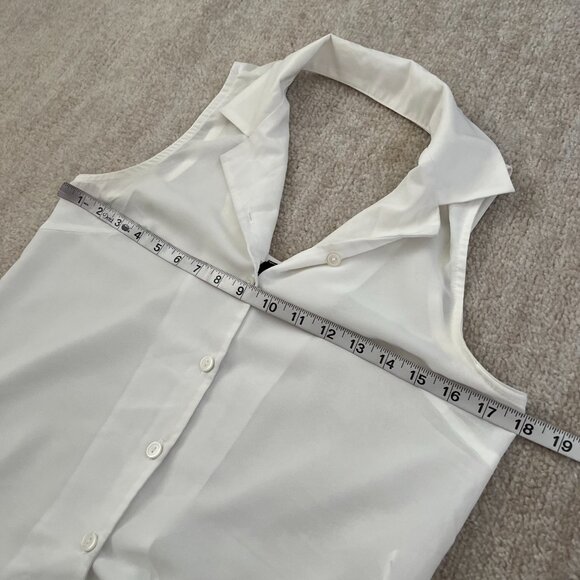 3 for $6 White Sheer Open Back Sleeveless Button Up Blouse Top M - Picture 6 of 12